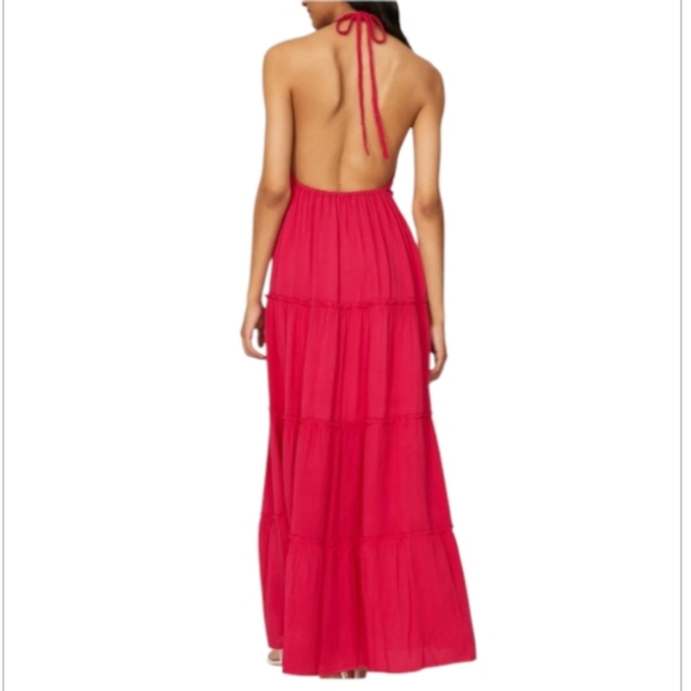 Slate & Willow, Red, Tiered Skirt, Halter, Maxi Dress, Size Small - Picture 5 of 11